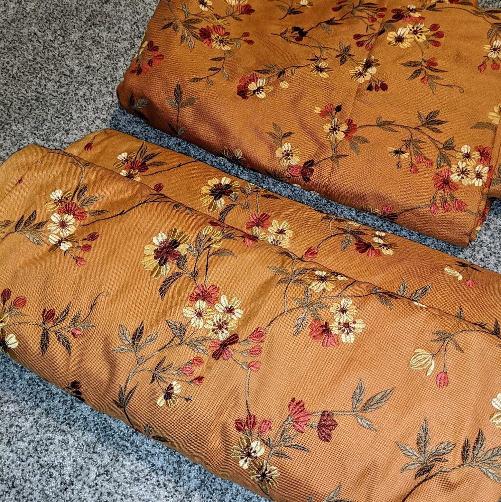 Pair of Custom made Embroidered Drapes